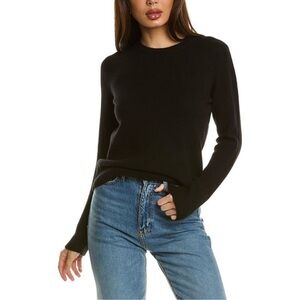 Vince Ribbed Cashmere Crewneck Sweater in Black Size Small